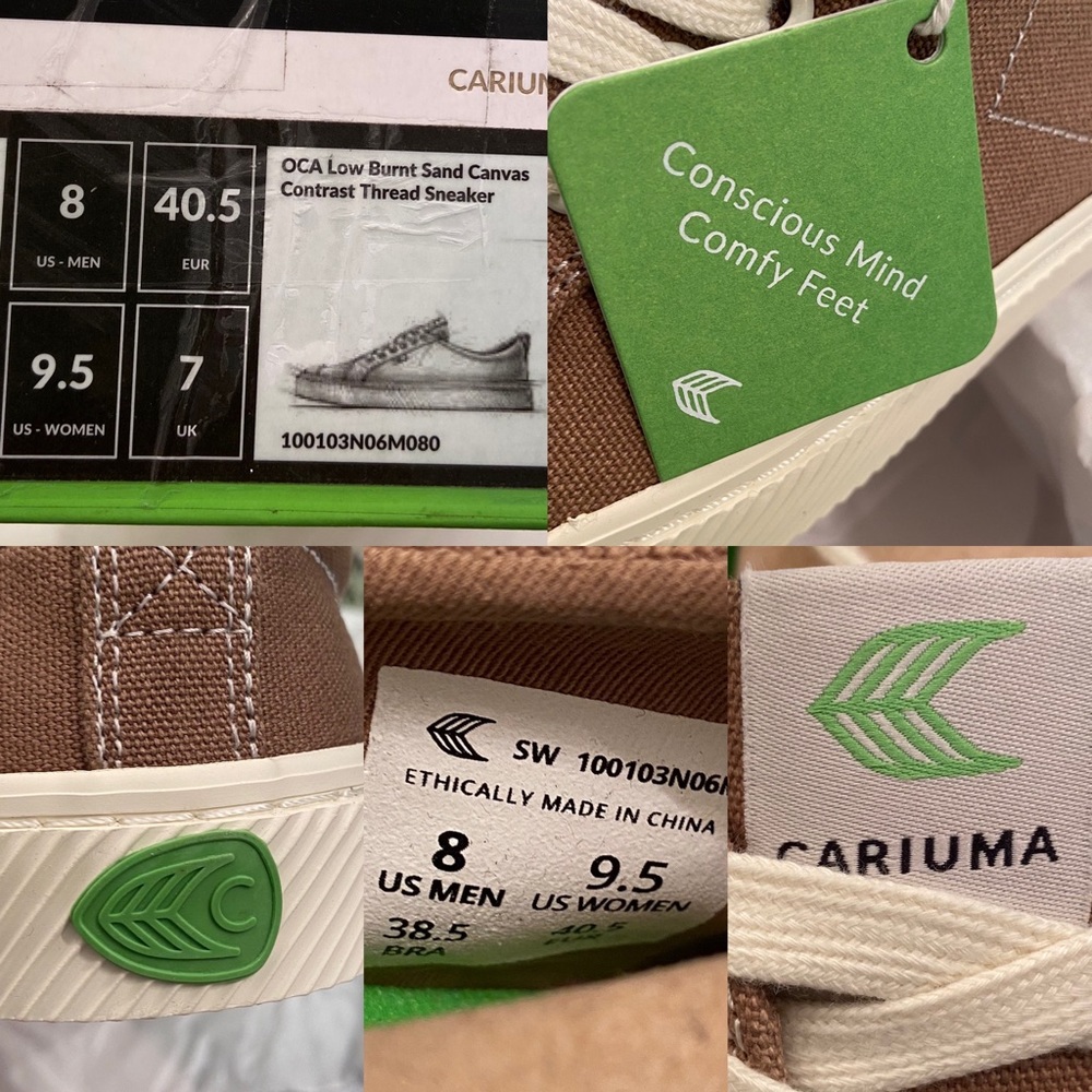 Cariuma Sand Contrast Thread Canvas OCA Low Top Sneakers Women 9.5/Men 8 New - Picture 10 of 14